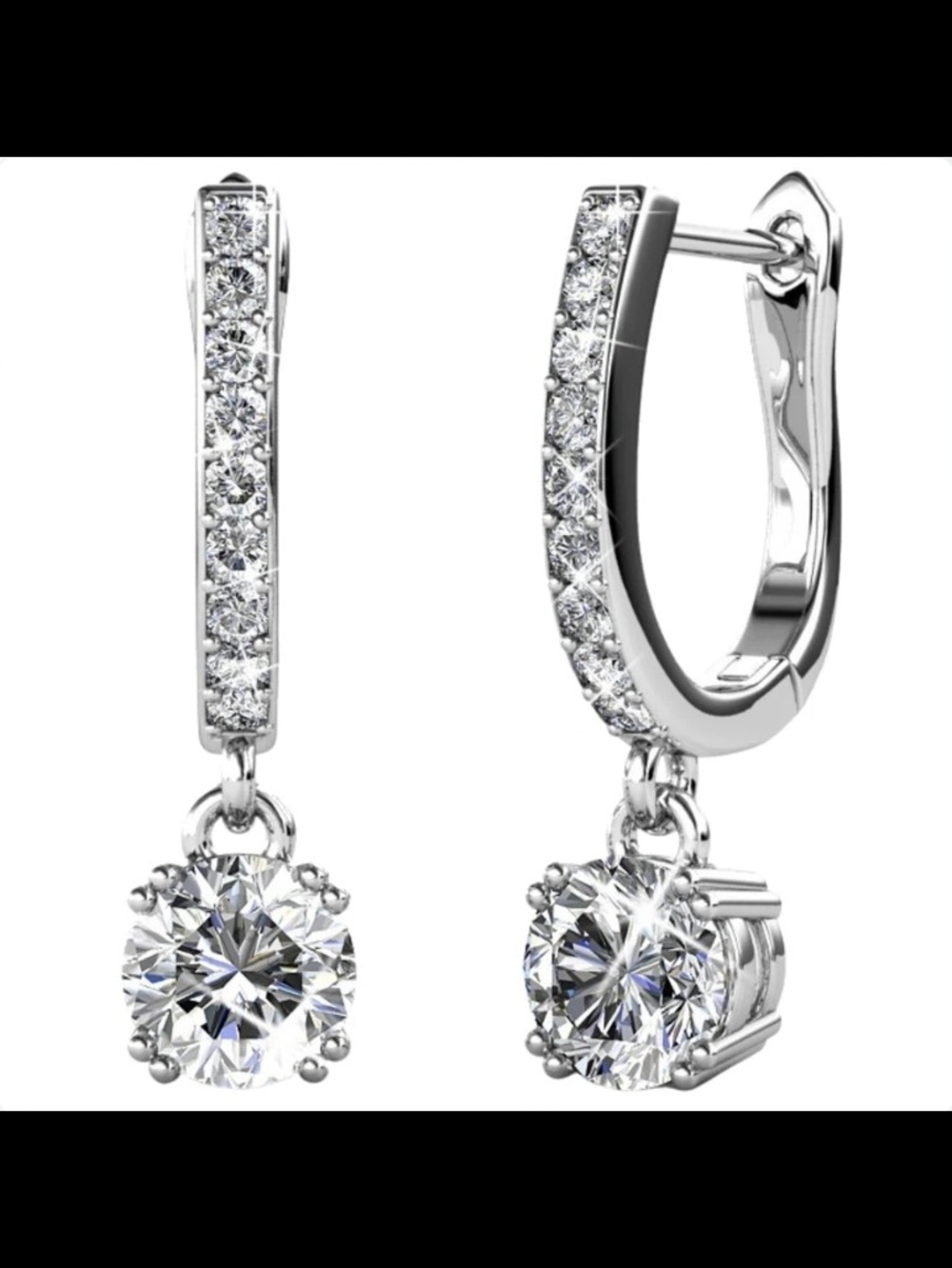 McKenzie 18k White Gold Plated Drop Dangle Earrings with Swarovski Crystals